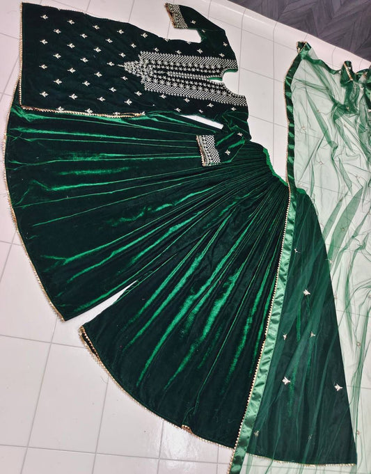 Fantastic Georgette Green Color Sharara Suit