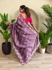 Beautiful Crush Silk Purple Color Saree