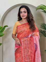 Adorable Bandhani Print Red Color Saree