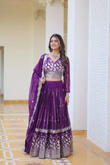 Traditional wear Sequence Work Purple Color Lehenga Choli