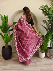 Beautiful Crush Silk Pink Color Saree