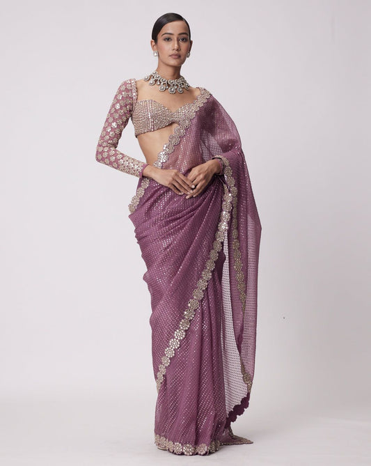 Fantastic Georgette Work Pink Color Saree