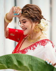 Awesome White Rangoli Silk With Embroidery Saree