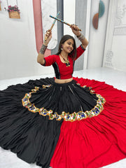 Stylish Red Cotton Gamathi Work Lehenga Choli