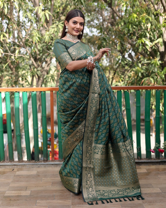 Captivating Green Color Bandhej Patola Saree