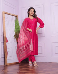 Exclusive Pink Color Hand Work Salwar Suit With Dupatta