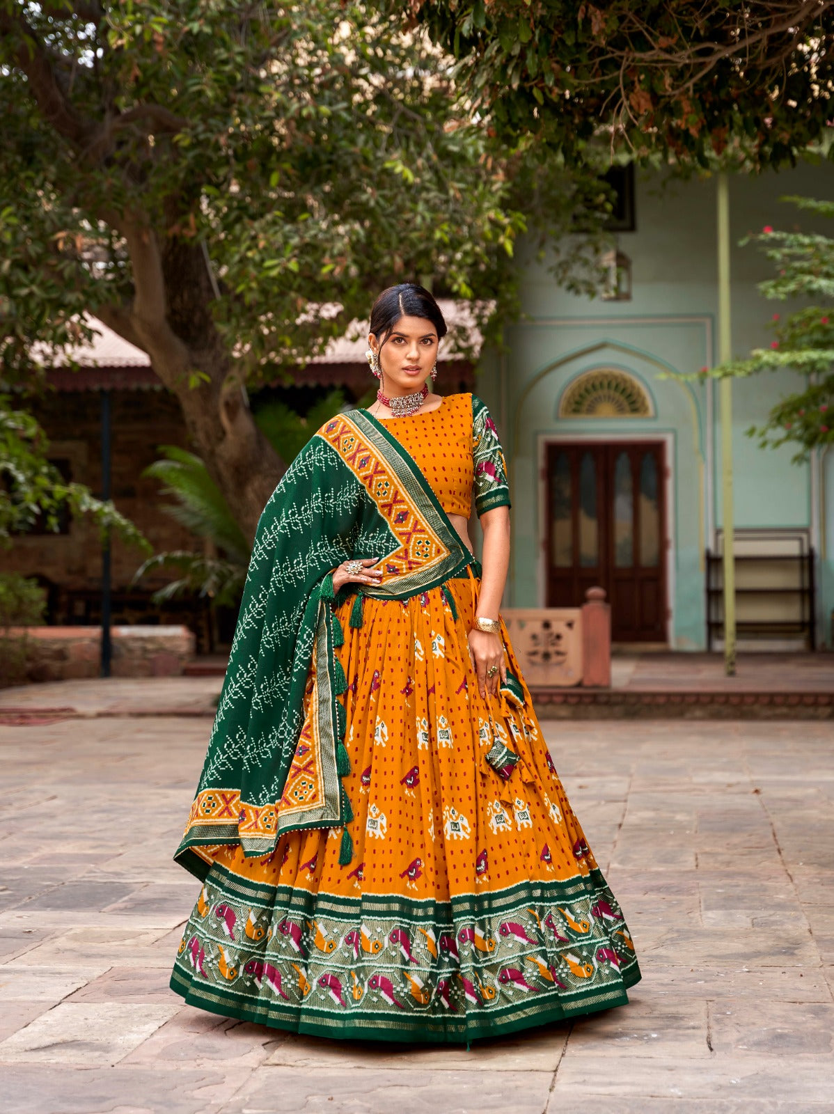 Presenting Patola Print With Foil Work Munster Color Lehenga Choli