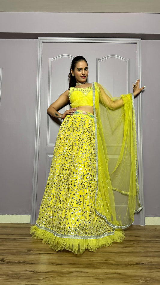 Occasion Wear Yellow Color Georgette Lehenga Choli