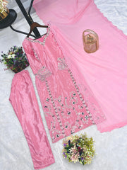 Preferable Thread And Sequence Work Pink Color Salwar suit
