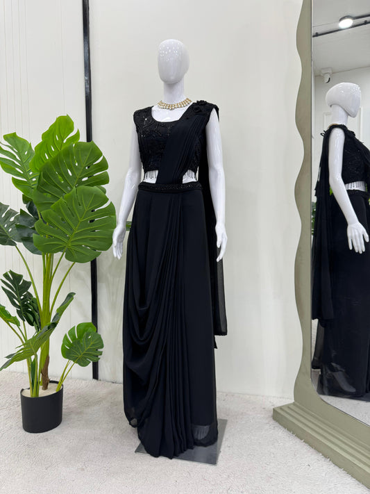 Party Wear Black Color Reday to wear Dhoti