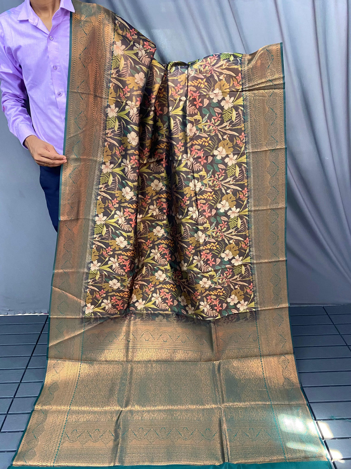 Blissful Kanchi Silk Multi And Silver Color Saree
