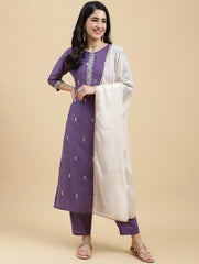 Presenting Roman Sequence Lavender Color Salwar Suit