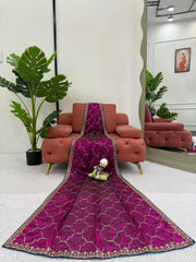 Festive Wear Wine Color Sequence Work Saree