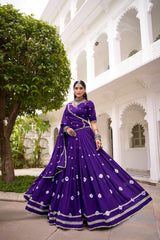 Alluring Red Color Chanderi Bandhej Lehenga Choli