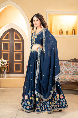 Awesome Georgette Blue Color Lehenga Choli