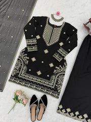 Black Color Sequence Work Good Looking Palazzo Suit
