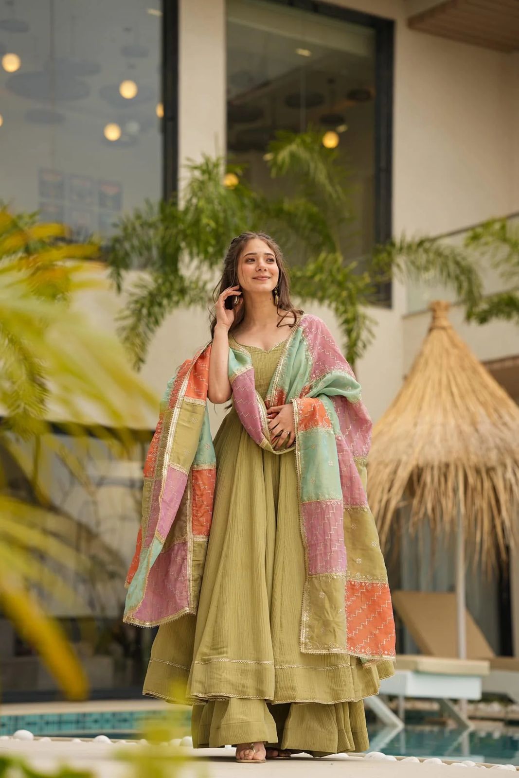 Precious Jalpari Silk Mehndi Color Gown