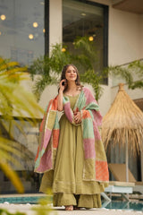 Precious Jalpari Silk Mehndi Color Gown