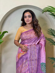 Adorable Bandhani Print Lavender Color Saree