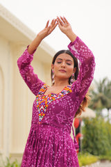 Amazing Purple Georgette Gamthi Work Navratri Gown