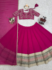 Thread with Sequence Work Pink Color Lehenga choli