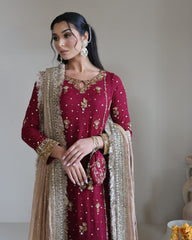 Imposing Georgette Maroon Color Salwar Suit