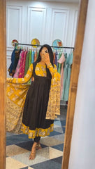 Ravishing Peach Rayon Cotton Kalamkari Print Gown