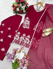 Gorgeous Embroidery Work Maroon Color Salwar Suit