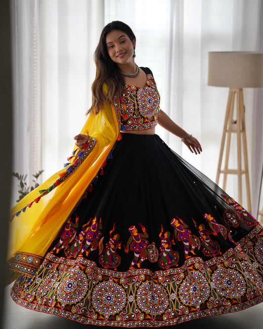 Designer Black Color Navratri Lehenga Choli Set