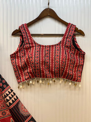 Ravishing Red Color Printed Kodi Lace Lehenga Choli