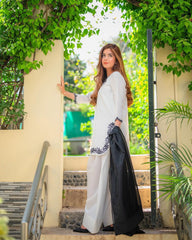 Fantastic Roman Silk White Color Salwar Suit