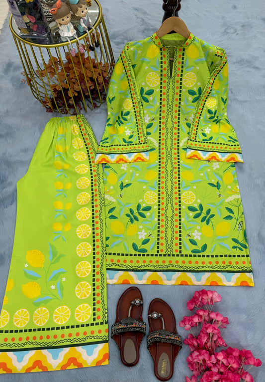 Trendy Green Color Digital Printed Co-ord Set
