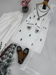 White Color Mirror Work Palazzo Suit
