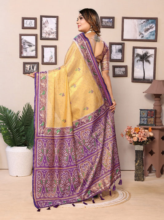 Flattering Tissue Silk Purple Color Saree