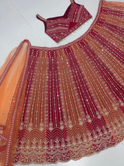 Multicolor Real Mirror Hand Work Bridal Lehenga