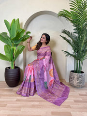 Adorable Bandhani Print Lavender Color Saree