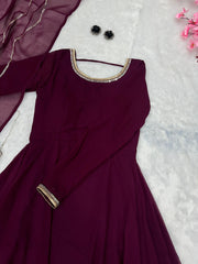 Festive Wear Shine Border Wine Color Gown