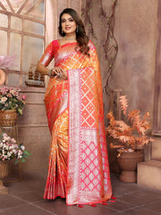 Demanding Kochi Silk Orange Color Saree