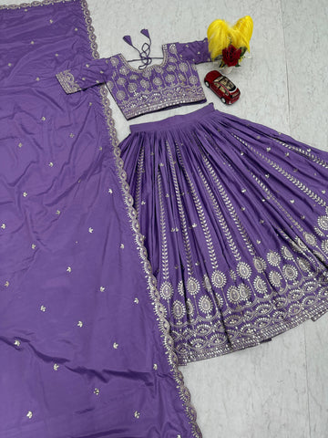Exclusive Green Crepe Silk Embroidery Lehenga