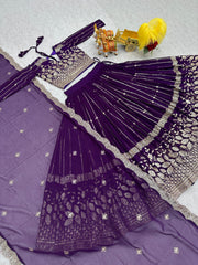 Traditional wear Sequence Work Purple Color Lehenga Choli