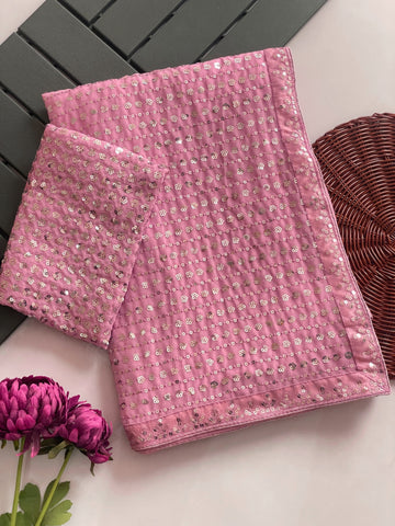 Party Wear Embroidery Work Pink Color Saree