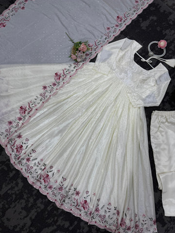 Presenting Sequence Work White Color Gown