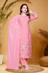 Preferable Thread And Sequence Work Pink Color Salwar suit