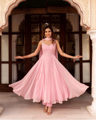 Delightful Sequence Work Pink Color Gown