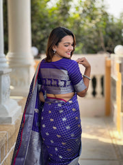 Good Looking Soft Silk Blue Color Saree