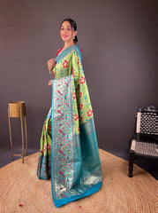 Gorgeous Silk Patola Weaving Perrot Color Saree