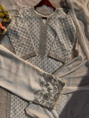 Unique Georgette Cream Color Salwar Suit