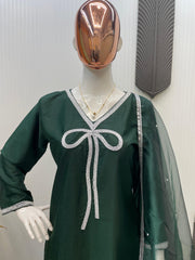Captivating Beads Work Green Color Salwar Suit