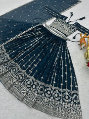 Wonderful Sequence Work Teal Blue Color Lehenga Choli