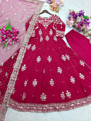 Stylish Pink Color Sequence Work Designer Gown